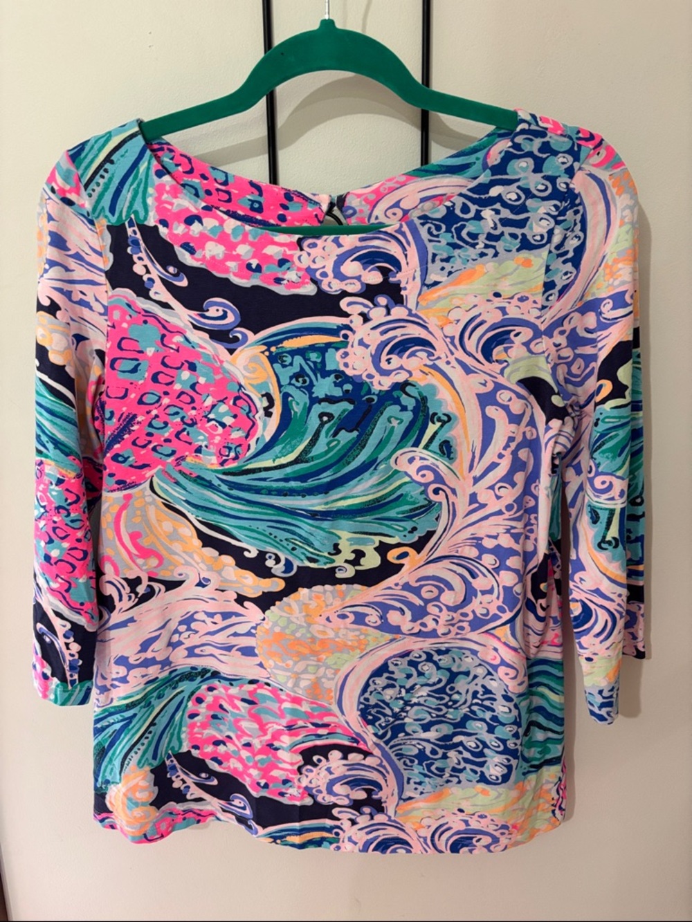 Lilly Pulitzer Multicolor Wave-Print Long Sleeve Top - Pink, Blue & Green